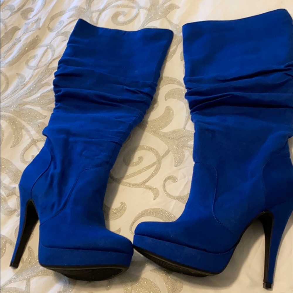 Below knee Cobalt blue 4 inch boots